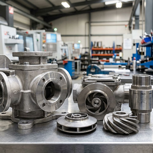 Investment cast valve bodies, pump housings and impellers