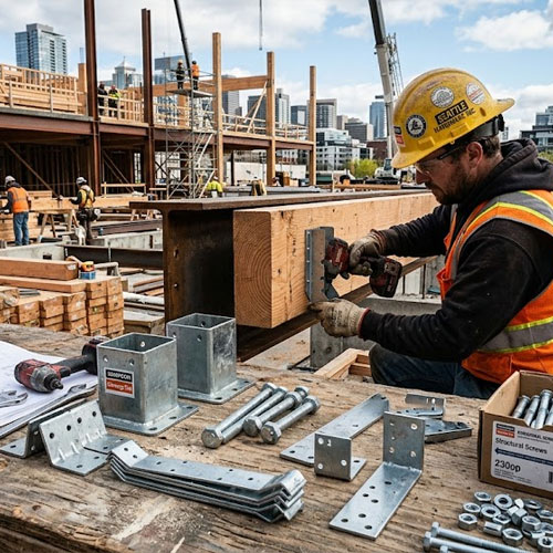 Structural brackets and fasteners for construction hardware