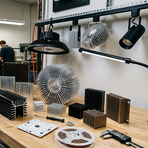 Aluminum heat sinks and housings for lighting equipment