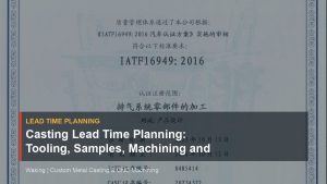 Casting Lead Time Planning: Tooling, Samples, Machining and Shipment cover image for Waking article