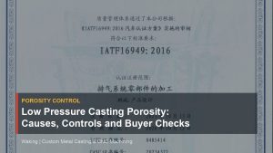 Low Pressure Casting Porosity: Causes, Controls and Buyer Checks cover image for Waking article