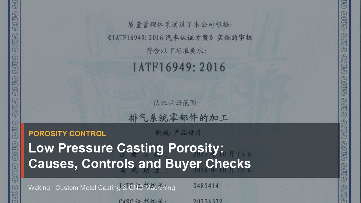 Low Pressure Casting Porosity: Causes, Controls and Buyer Checks cover image for Waking article