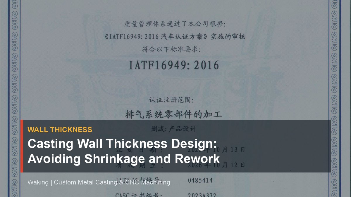 Casting Wall Thickness Design: Avoiding Shrinkage and Rework cover image for Waking article